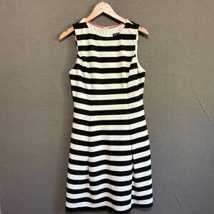 Jessica Howard Black White Sleeveless Textured Striped Fit & Flare Dress Size 10